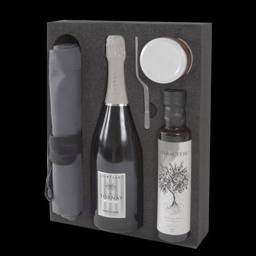 Intérieur de coffret en mousse pour épicerie fine