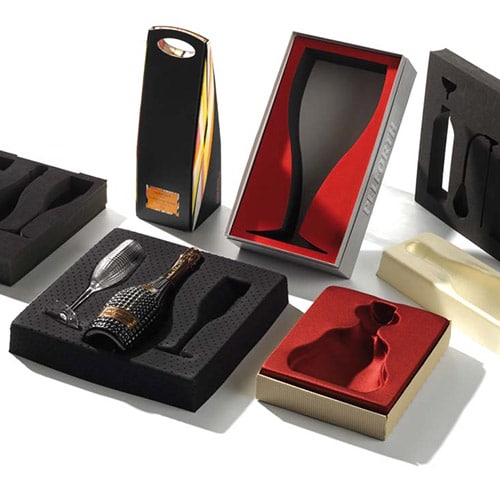 Gamme de calages en mousses pour verres et bouteilles